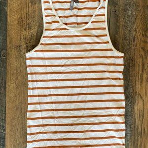 USED ASOS Striped Tank Top Men’s Size SMALL White Brown Scoop Neck Sleeveless